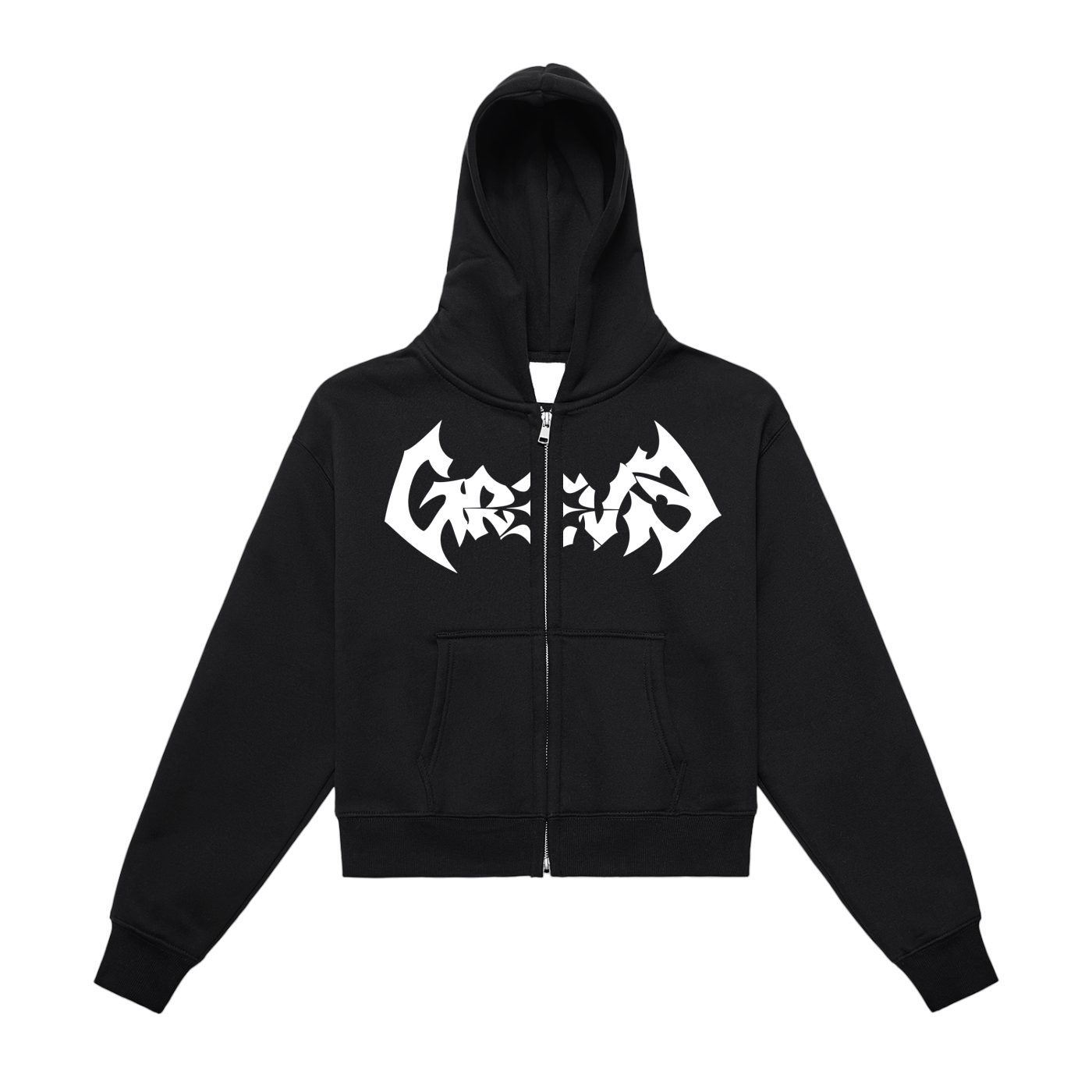 Fleeced Zip-Up Cropped Hoodie
